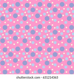 Vector polka dots seamless pattern.Repeating abstract background with circles,pink,white,purple,blue color vector background,wallpaper,texture,Freeform pattern,pastel background.illustrator Eps 10