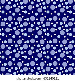 Vector polka dots seamless pattern.Repeating abstract background with circles,purple,blue,white dots ,vintage color vector background,wallpaper,texture,Free form pattern.illustrator Eps 10
