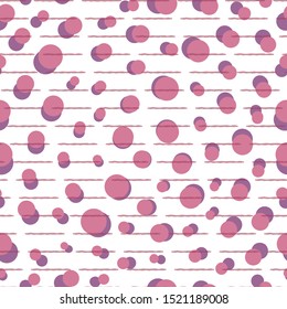 Vector polka dots with simple horizontal lines seamless pattern background