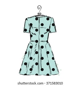 Vector polka-dot dress. Fashion & Style.