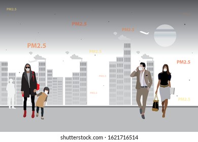 vector pollution in the city.pm2.5 dust.mist