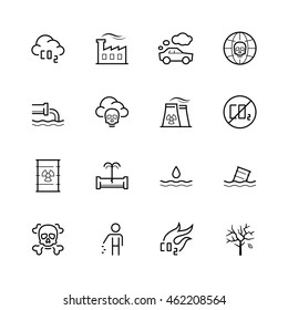 Vector Pollution Icon Set In Thin Line Style
