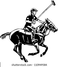 vector - Polo horse and player, isolated on background