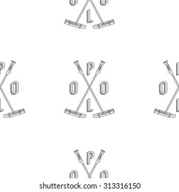 Vector polo seamless pattern. Polo equipment element. Sport template seamless backdrop. Polo stick logo pattern. Polo club logo on isolated background graphic style