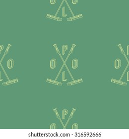 Vector polo seamless pattern. Polo equipment element. Sport template seamless backdrop. Polo stick logo pattern. Polo club logo on colorful background graphic style