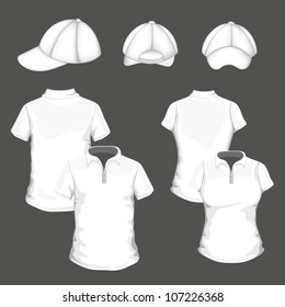 Vector polo shirt and design template and baseball cap