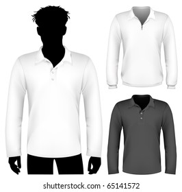 Vector. Polo shirt and sweatshirt design template with human body silhouette.