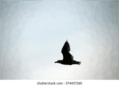 vector poly silhouette of a flying seagull