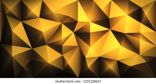 Vector polygon abstract 3d polygonal geometric triangle background in yellow or gold tones