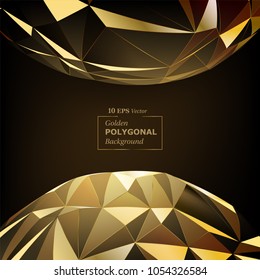 Vector Polygon Abstract Ball Shaped Polygonal Geometric Triangle Ball Background in Gold Color.