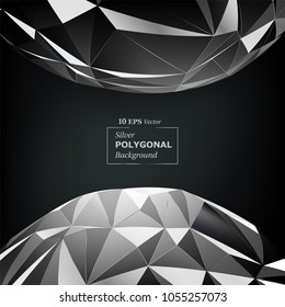 Vector Polygon Abstract Ball Shaped Polygonal Geometric Triangle Ball Background in Silver Color.