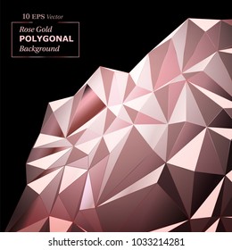 Vector Polygon Abstract Polygonal Geometric Triangle Egg Background in Rose Gold Color.