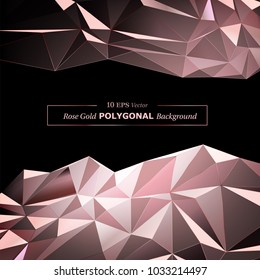 Vector Polygon Abstract Polygonal Geometric Triangle Egg Background in Rose Gold Color.