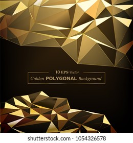 Vector Polygon Abstract Polygonal Geometric Triangle Background in Gold Color.