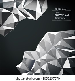 Vector Polygon Abstract Polygonal Geometric Triangle Background in Silver Color.
