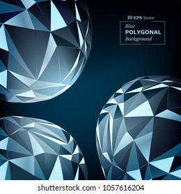 Vector Polygon Abstract Polygonal Geometric Triangle Background in Blue Color.