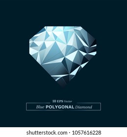 Vector Polygon Abstract Polygonal Geometric Triangle Diamond Shape in Blue Color.