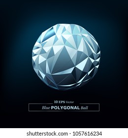 Vector Polygon Abstract Polygonal Geometric Triangle Ball (Spherical) Shape in Blue Color.