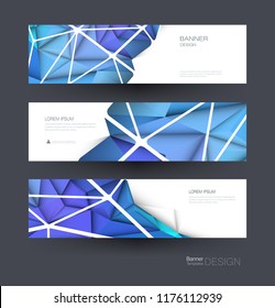 Vector polygon banner set. Polygonal or low poly pattern background. Illustration abstract layout, label design. Futuristic digital technology concept for business, web, template or brochure