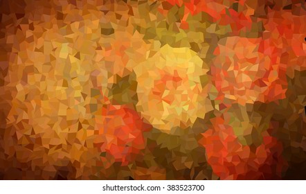 vector polygon ; close up painting bouquet of rose on wooden texture , de-focused and vintage color