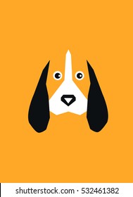 Vector polygon dog concept on orange background.
