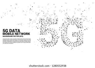 Vector Polygon dot connect line shaped 5G mobile networking. Concept for mobile sim card technology and network.
