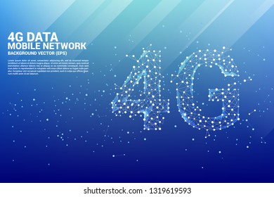 Vector Polygon dot connect line shaped 4G mobile network. Concept for mobile phone data sim card technology.
