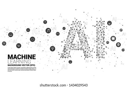 Vector Polygon dot connect line shaped AI. Concept for machine learning and artificial intelligence.