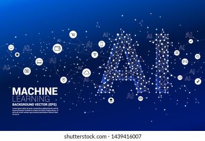 Vector Polygon dot connect line shaped AI. Concept for machine learning and artificial intelligence.