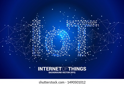 Vector Polygon dot connect line shaped IoT wording . Concept for telecommunication and internet of things.