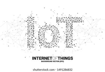 Vector Polygon dot connect line shaped IoT wording . Concept for telecommunication and internet of things.