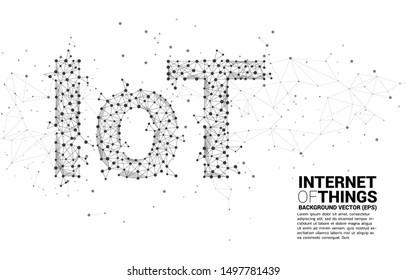 Vector Polygon dot connect line shaped IoT wording . Concept for telecommunication and internet of things.