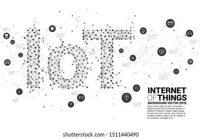 Línea de conexión de puntos de polígono de Vector en forma de redacción de IoT. Concepto de telecomunicaciones e internet de las cosas.