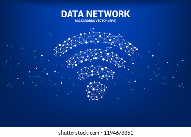 Vector Polygon dot connect mobile data icon signage. Concept for mobile and wi-fi data network.