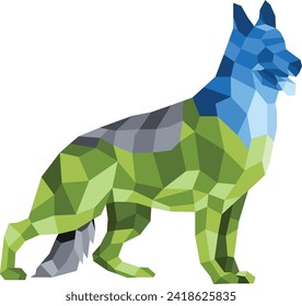 A vector polygon german shepherd dog for your design