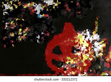 vector polygon , horror pumpkin in cemetery with silhouette