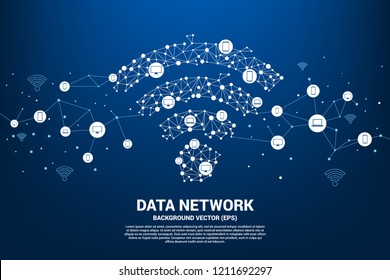 Vector Polygon Mobile Data Icon Connect To Multiple Device. Concept For Data Transfer Of  Mobile And Wi-fi Data Network.