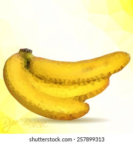Vector polygon mosaic of yellow bananas. Vector illustration