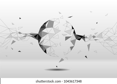 Vector polygon particle build to circle form: Concept of Futuristic Transformation, Big Data, Data transform