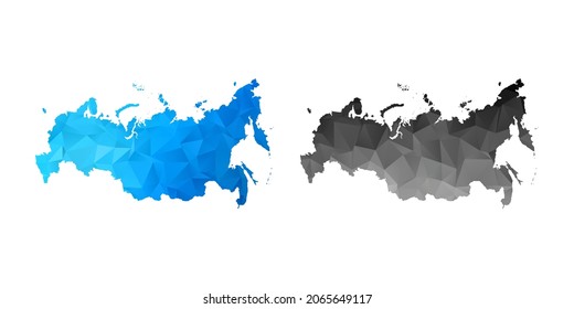 Vector Polygon Set Couple Black And Blue Of Map Russia