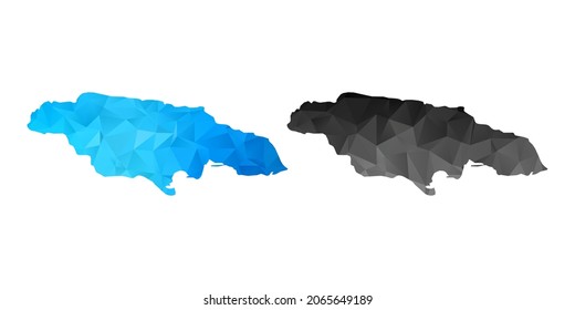 Vector polygon set couple black and blue of map Jamaica