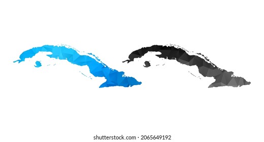 Vector polygon set couple black and blue of map Cuba
