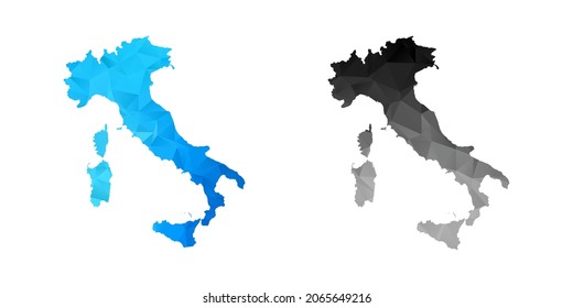 Vector polygon set couple black and blue of map Italy