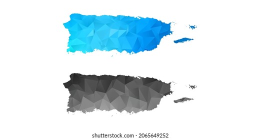 Vector polygon set couple black and blue of map Puerto Rico
