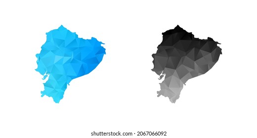 Vector polygon set couple black and blue of map Ecuador