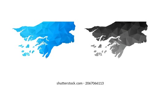 Vector polygon set couple black and blue of map Guinea Bissau