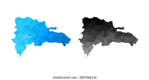 Vector polygon set couple black and blue of map Dominican Republic