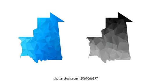Vector polygon set couple black and blue of map Mauritania