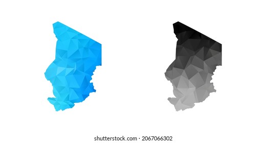 Vector polygon set couple black and blue of map Chad