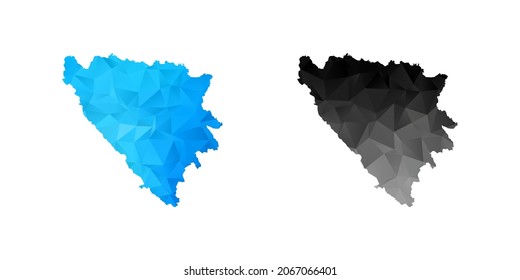 Vector polygon set couple black and blue of map Bosnia and Herzegovina